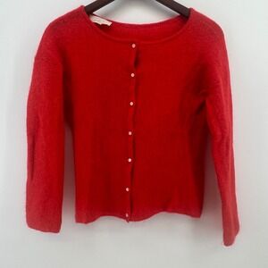 Sezane Gaspard Cardigan Red Mohair Alpaca Blend Button Front Sweater Size M